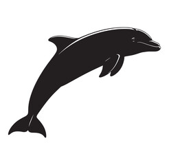 Fototapeta premium Silhouette of a playful dolphin jumping depicting graceful marine life on white background