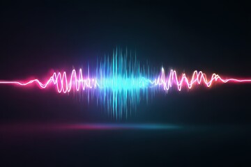 Colorful sound wave graphic representing audio frequency and musical rhythm in a modern digital design