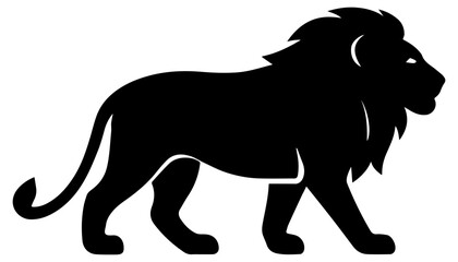 Black silhouette vector illustration of a wild lion walking style