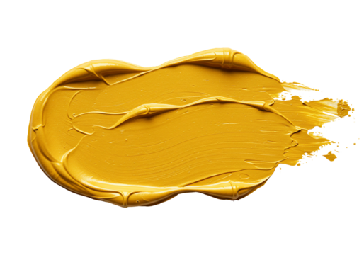 Abstract yellow paint swirl transparent background texture design element - Powered by Adobe