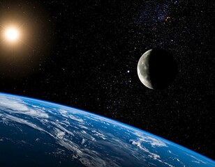 Earth, moon, sun, cosmos