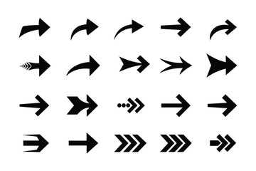 Right Arrow Icon Set – Bold, Curved & Chevron Direction Vectors