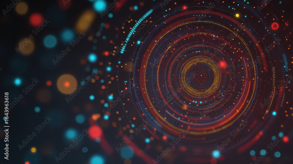 Poster futuristic holographic circular interface background in sci-fi style