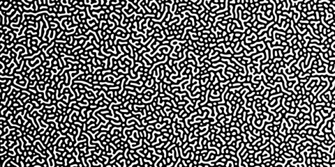 Abstract truing organic wallpaper Turing reaction diffusion monochrome seamless pattern with chaotic motion. Organic lines in Memphis. abstract Turing organic wallpaper background. Vector illustration