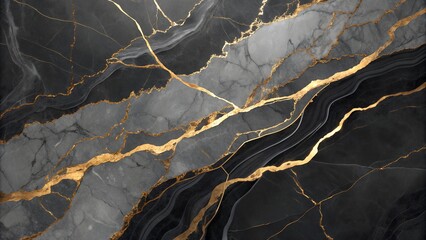 Fototapeta premium Black Marble Texture with Gold Veins – Luxurious Abstract Surface for Interior Design