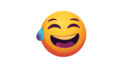 Fototapeta premium Laughing tears emoji, flat gradient vector style, high resolution, isolated on white
