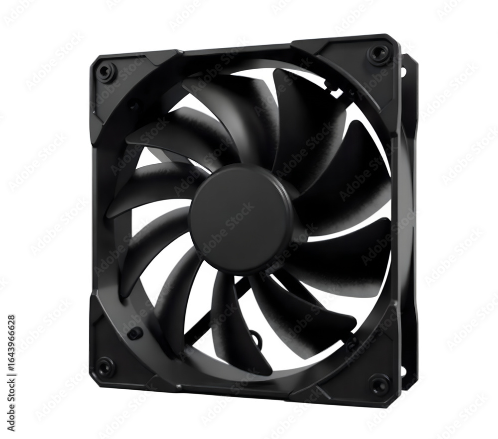 Fototapete a black computer cooling fan, essential for maintaining optimal system performance and preventing ov