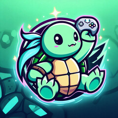 Obraz premium Chibi turtle e-sports logo