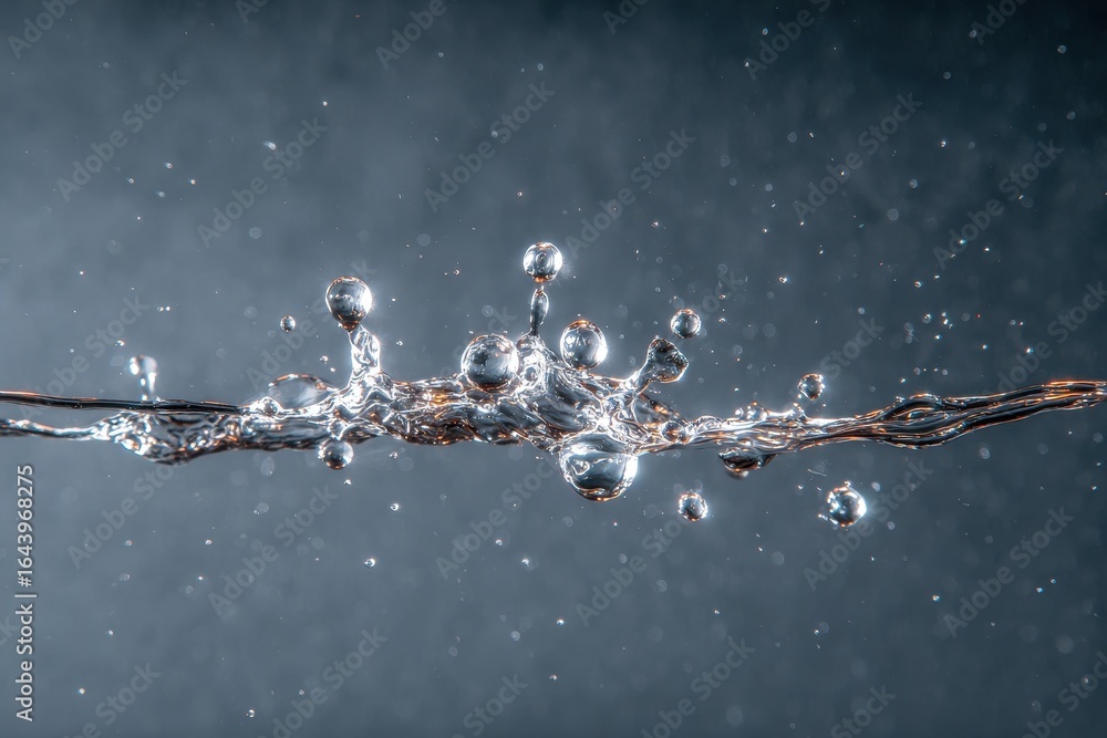 Aufkleber water droplets splash and burst in a dynamic display of liquid motion on a dark background