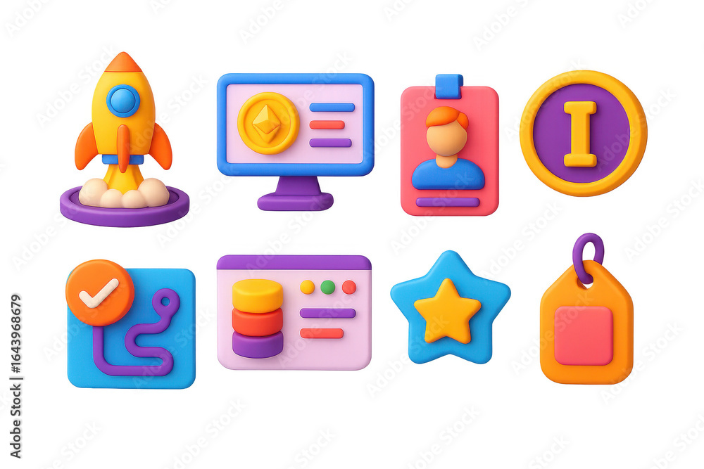 Fototapete set of colorful icons for a computer program