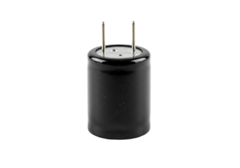 Electrolytic capacitor electronic component close up  transparent background