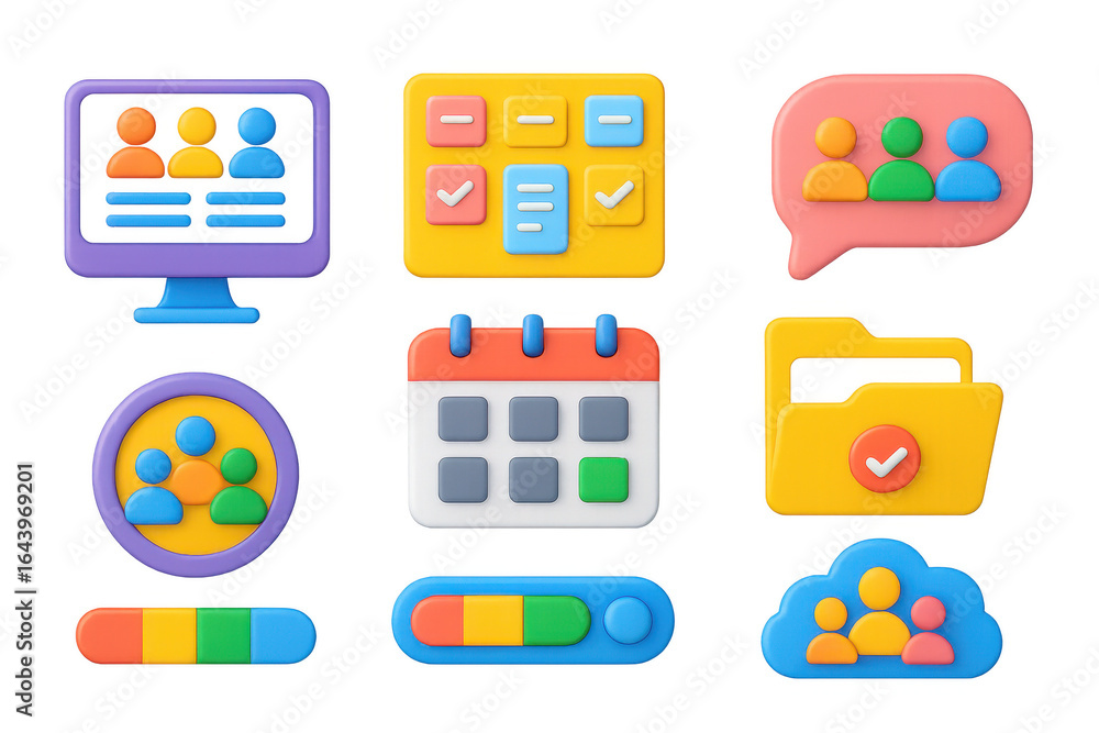 Fototapete set of colorful icons for a computer program