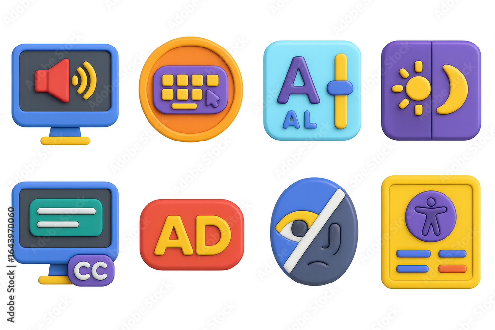 Poster set of colorful icons for a computer program