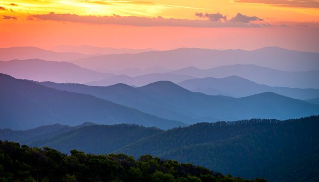Colorful mountain sunset landscape - Powered by Adobe