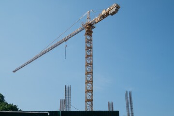 building construction with a crane