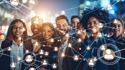 Diverse professionals connected by a digital network, showcasing teamwork and global collaboration - Powered by Adobe