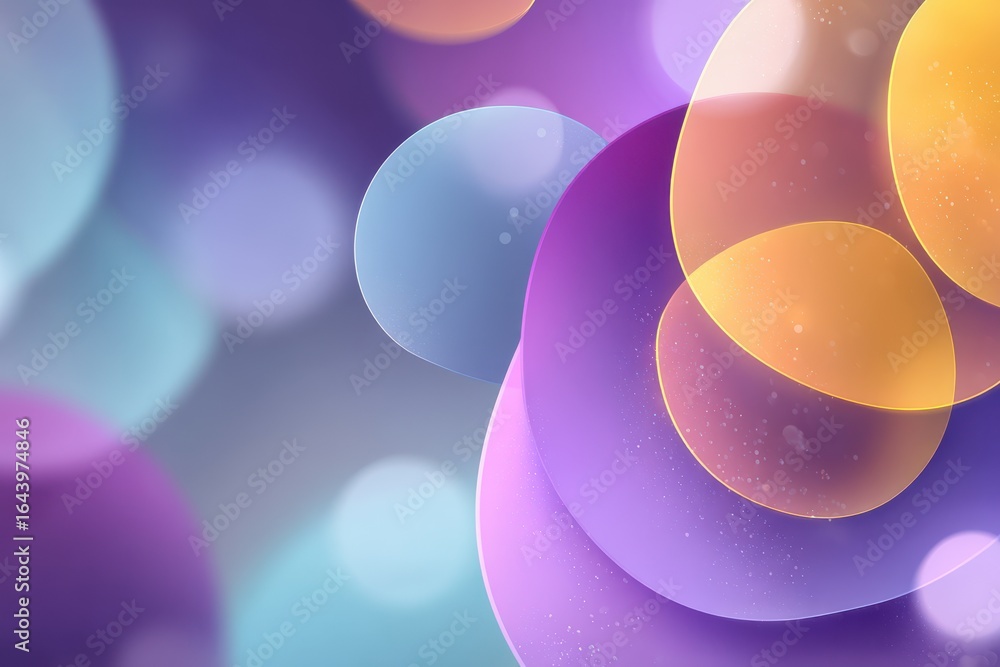 Poster abstract design with colorful translucent circles and smooth gradients