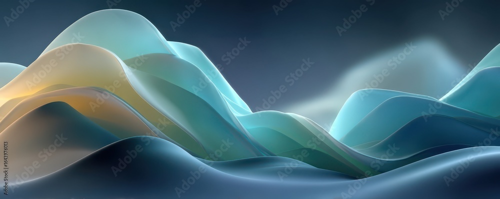 Aufkleber abstract gradient waves creating a serene and tranquil digital landscape