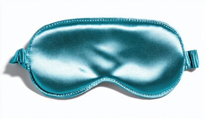Teal silk sleep mask with elastic straps, subtly shimmering,  smooth, luxurious texture;  isolated on white background