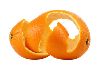 Orange peel spirals transparent background citrus fruit food ingredient