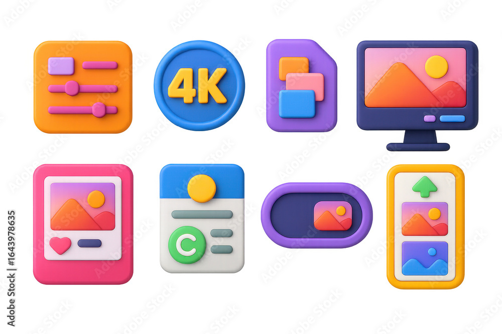 Poster collection of icons for a computer program