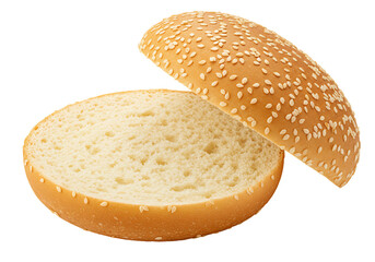 Open burger bun with sesame seeds bakery ingredient ready for filling
