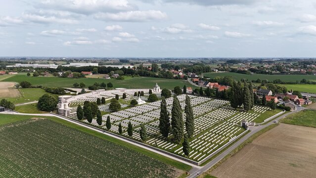Tyne Cot Cemetery Belgium WW1 Ypres drone,aerial