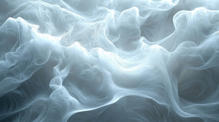 Fototapeta premium Flowing white textures abstract art digital creation soft colors close-up view ethereal concept