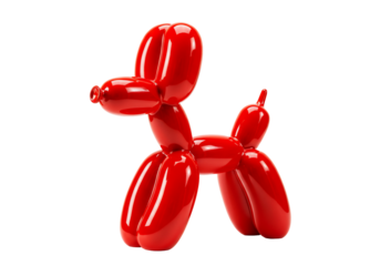 Red balloon dog sculpture transparent background modern art design