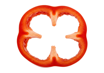 Red bell pepper cross section isolated transparent background fresh vegetable slice