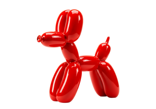 Red balloon dog sculpture transparent background modern art design
