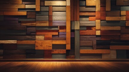 Warm Retro Wooden Wall Panels in Earthy Tones for Interior Design