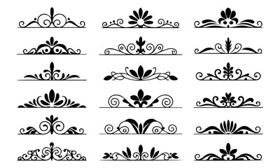 Ornament design corner set, collection, flowers floral design corner, vector eps