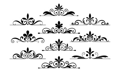 Ornament design corner set, collection, flowers floral design corner, vector eps