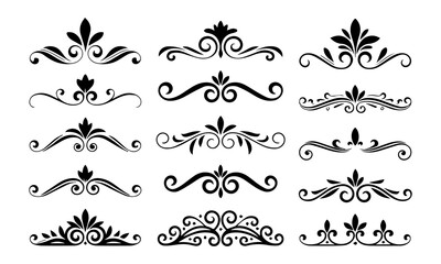 Ornament design corner set, collection, flowers floral design corner, vector eps