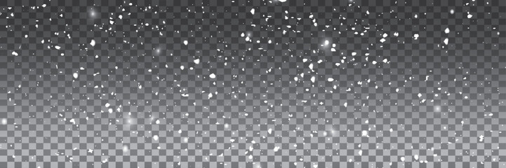 Abstract creative  falling snow isolated on background. Vector illustration clipart art for Xmas holiday decoration. Concept idea design element. Realistic snowflake. Winter frost effect