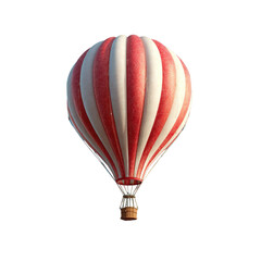 Naklejka premium Red-white striped hot air balloon ascends, sunny sky