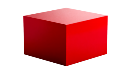 Red cube with textured surface on isolated white