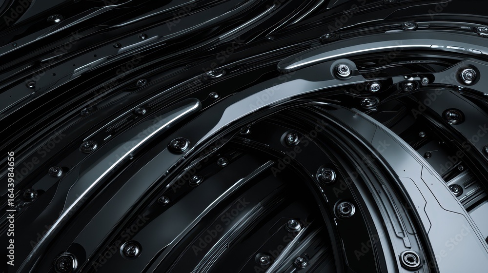 Poster sleek black and chrome cyber background with abstract design elements