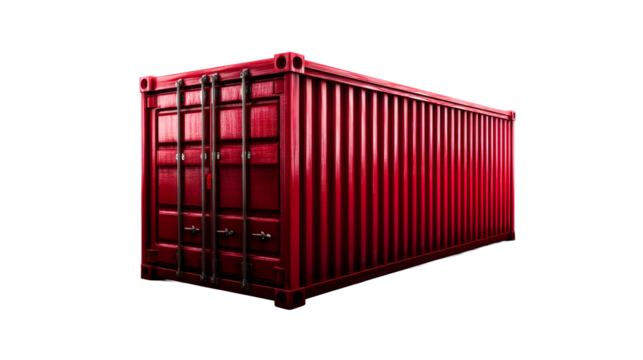 Red Shipping Container Isolated on White