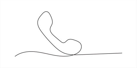 Old telephone continuous one line art drawing of outline vector illustration design, Telephone continuous single line drawing vector illustration. Premium vector, Old phone icon hand drawn with single