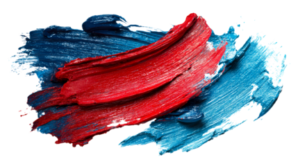Thick red and blue paint strokes with texture