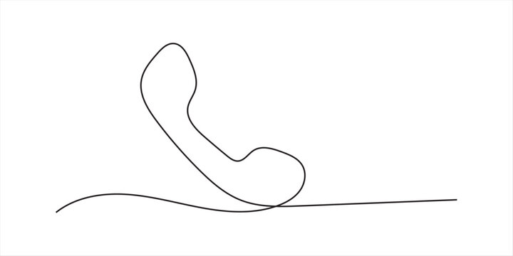 Old telephone continuous one line art drawing of outline vector illustration design, Telephone continuous single line drawing vector illustration. Premium vector, Old phone icon hand drawn with single