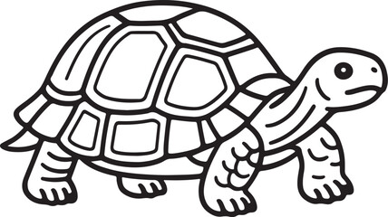 Black Line Vector Tortoise Illustration