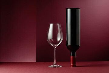 Red wine on a dark red background.