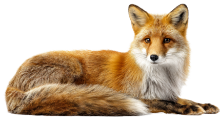 Red Fox Lying on Transparent Background