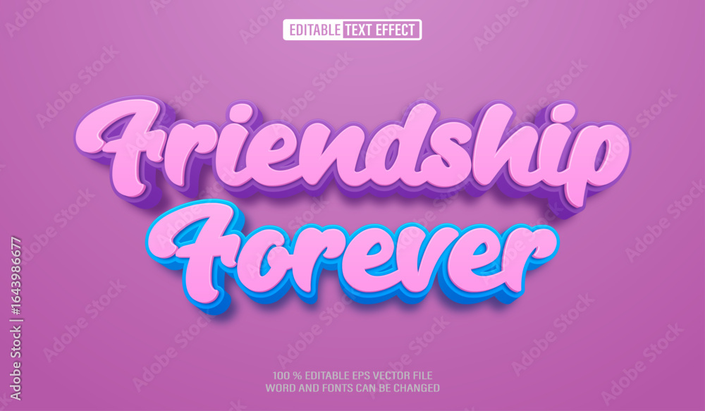 Aufkleber editable 3d text style effect - friendship text effect template