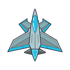 Stylized Jet Fighter Vector Illustration on White Background