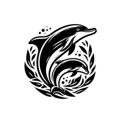 Obraz premium Two dolphins jumping in a circle isolated on white background
