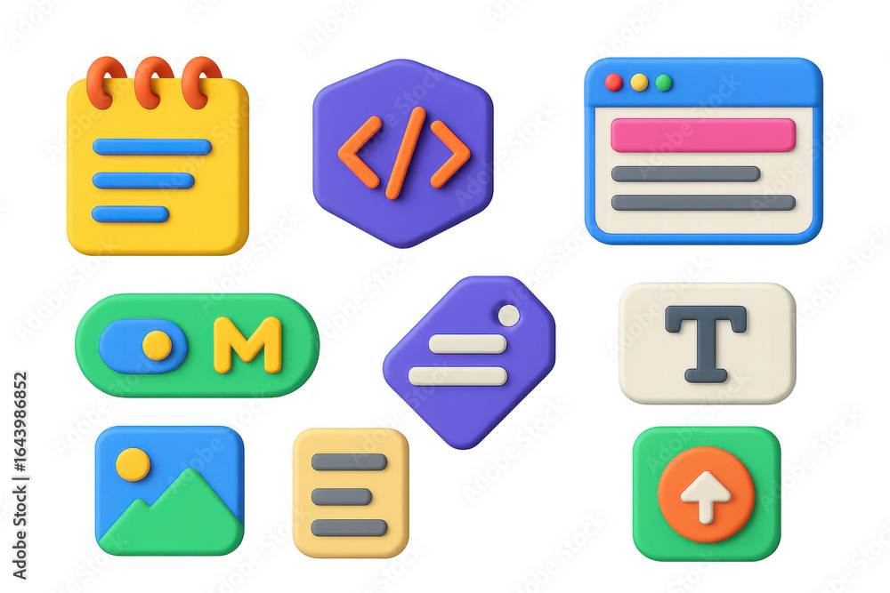 Fototapete set of colorful icons for a computer program